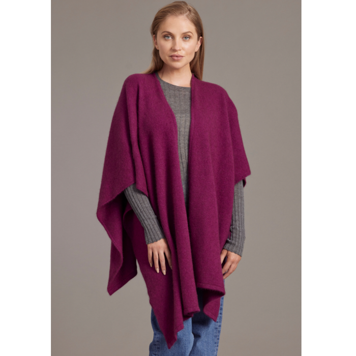 McDonald - Possum & Merino Split Front Cape (616)Berry