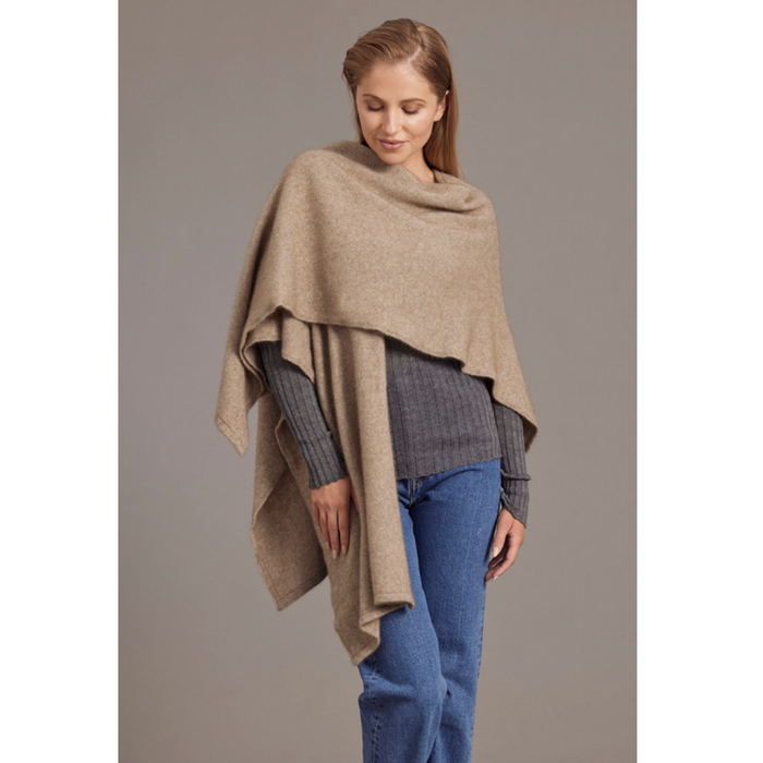 McDonald - Possum & Merino Split Front Cape (616)Mocha