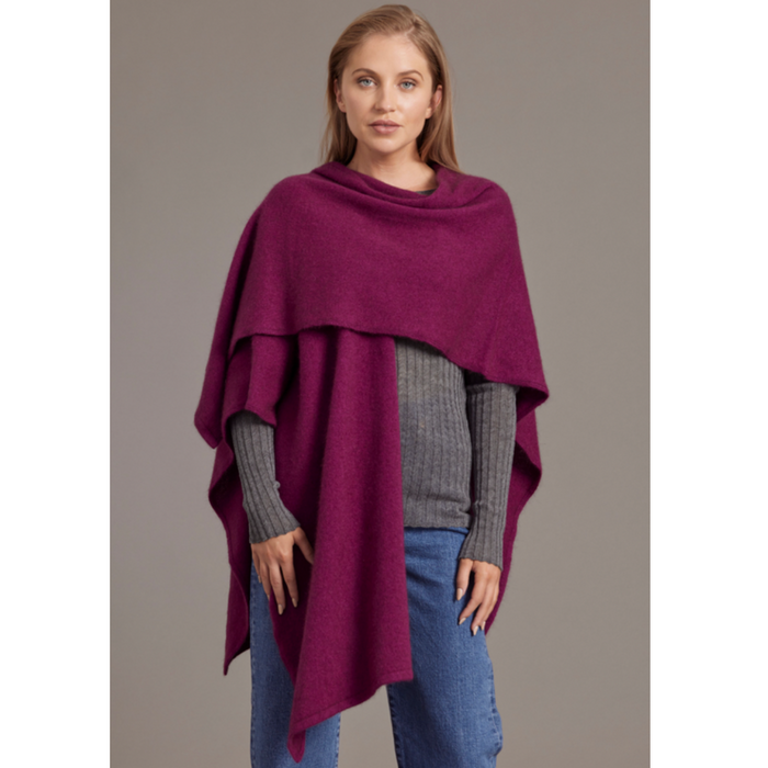 McDonald - Possum & Merino Split Front Cape (616)Berry