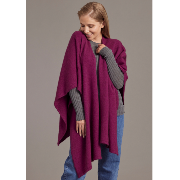 McDonald - Possum & Merino Split Front Cape (616)Berry