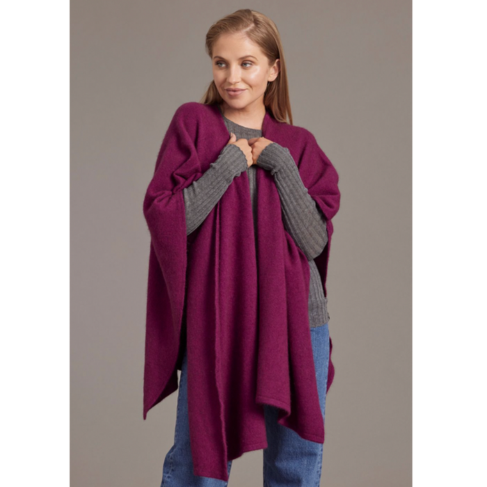 McDonald - Possum & Merino Split Front Cape (616)Berry
