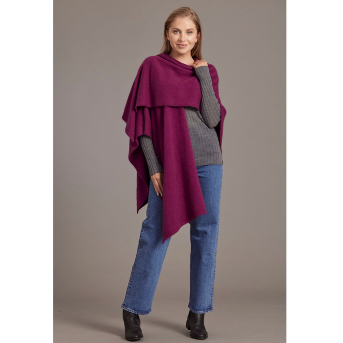 McDonald - Possum & Merino Split Front Cape (616)Berry
