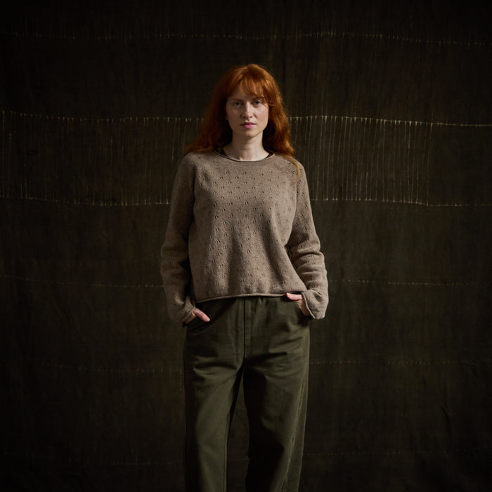 Meadow Women's Pointelle Sweater - Superfine Lambswool - Feather