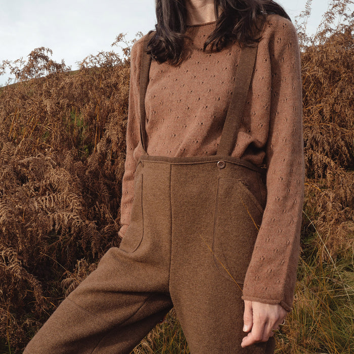 Meadow Women's Pointelle Sweater - Superfine Lambswool - Hazelnut
