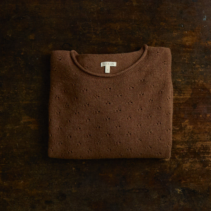 Meadow Women's Pointelle Sweater - Superfine Lambswool - Hazelnut