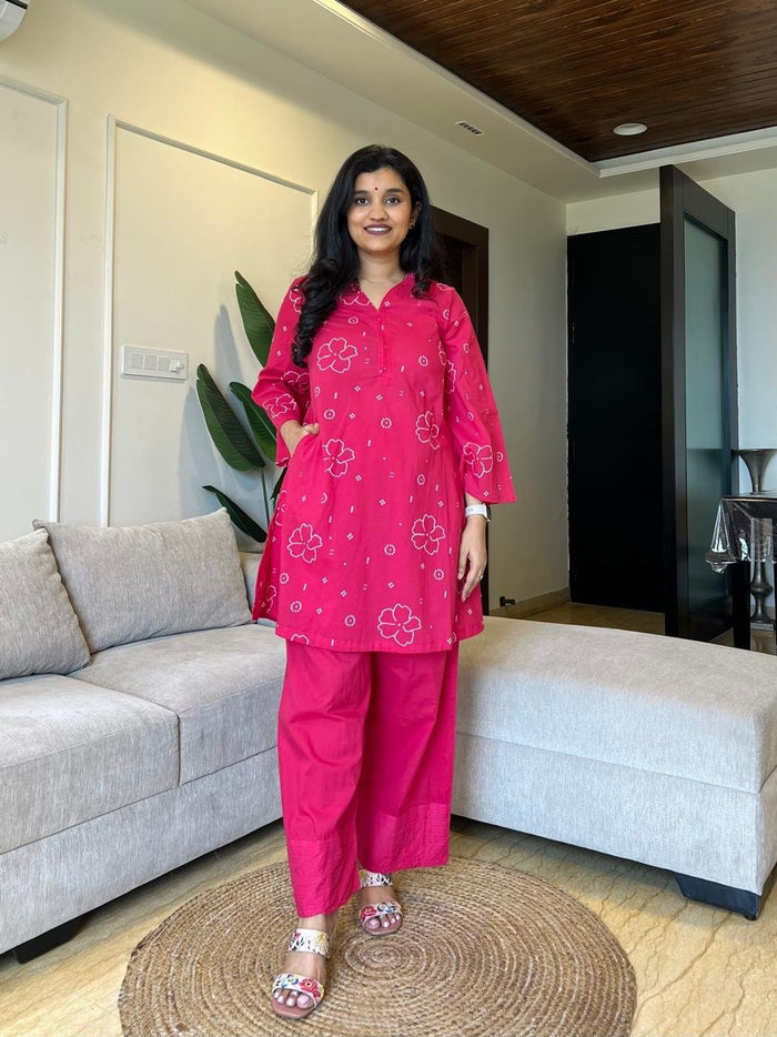 Meeta Bandhej Farshi Salwar Suit- Pink