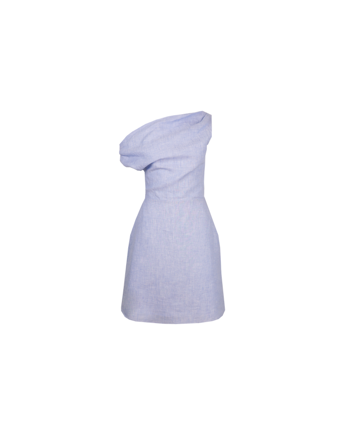 MELON LINEN MINI DRESS BLUE MARLE