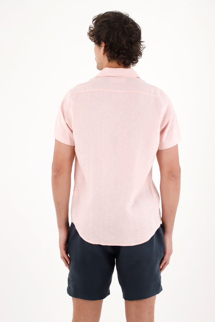 Men's 100% Linen Pink Shirt