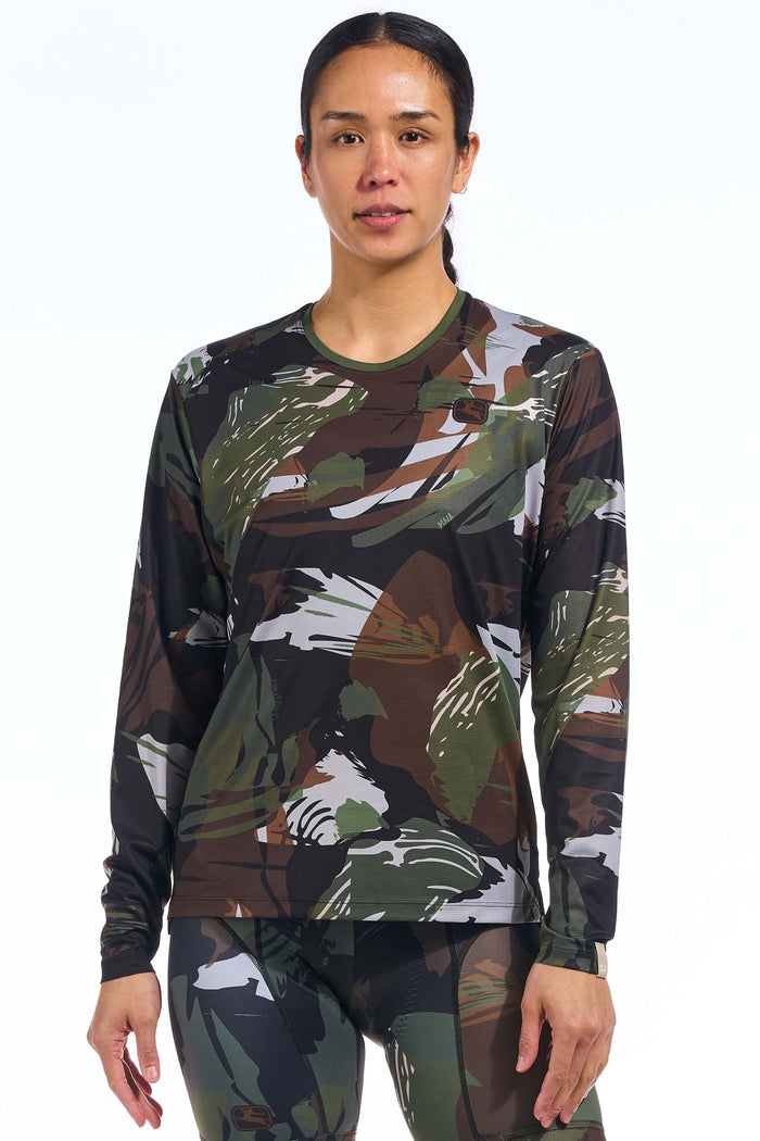 Men's Brush Camo Long Sleeve Gravel Jersey by Giordana Cycling, , Made in Italy