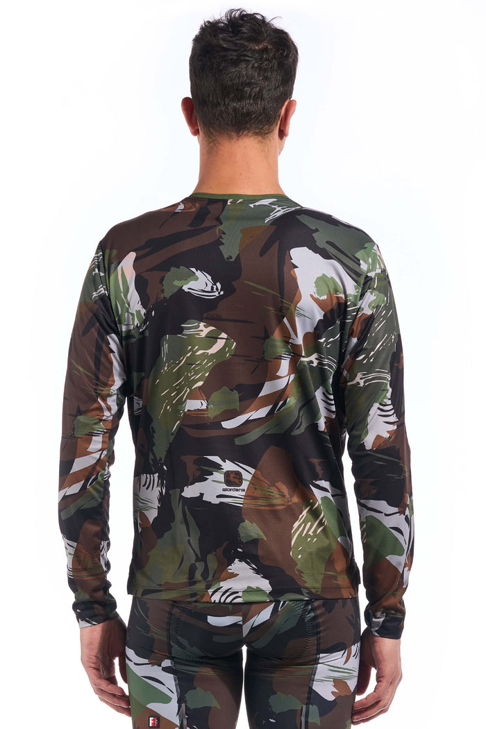 Men's Brush Camo Long Sleeve Gravel Jersey by Giordana Cycling, , Made in Italy