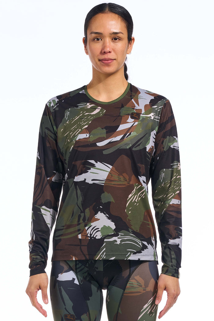 Men's Brush Camo Long Sleeve Gravel Jersey by Giordana Cycling, , Made in Italy