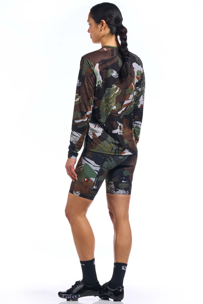 Men's Brush Camo Long Sleeve Gravel Jersey by Giordana Cycling, , Made in Italy