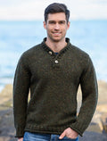 Men's Donegal Tweed 2 Button Sweater - Forest Green #color_forest-green