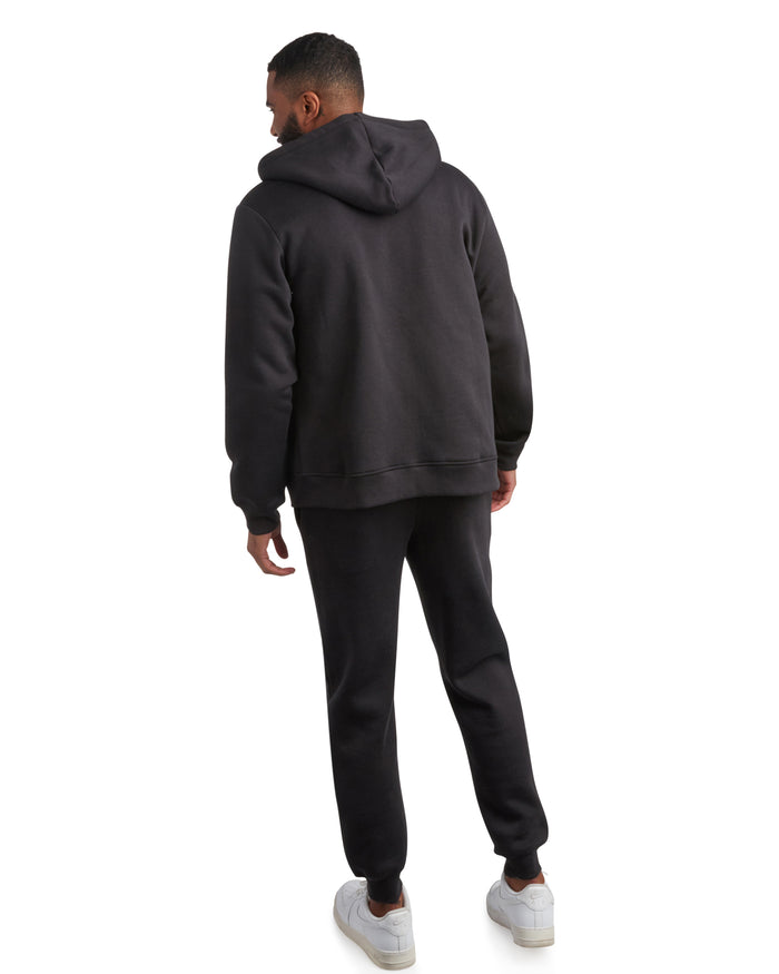 Mens Fleece Full Zip Jogger Set - Black