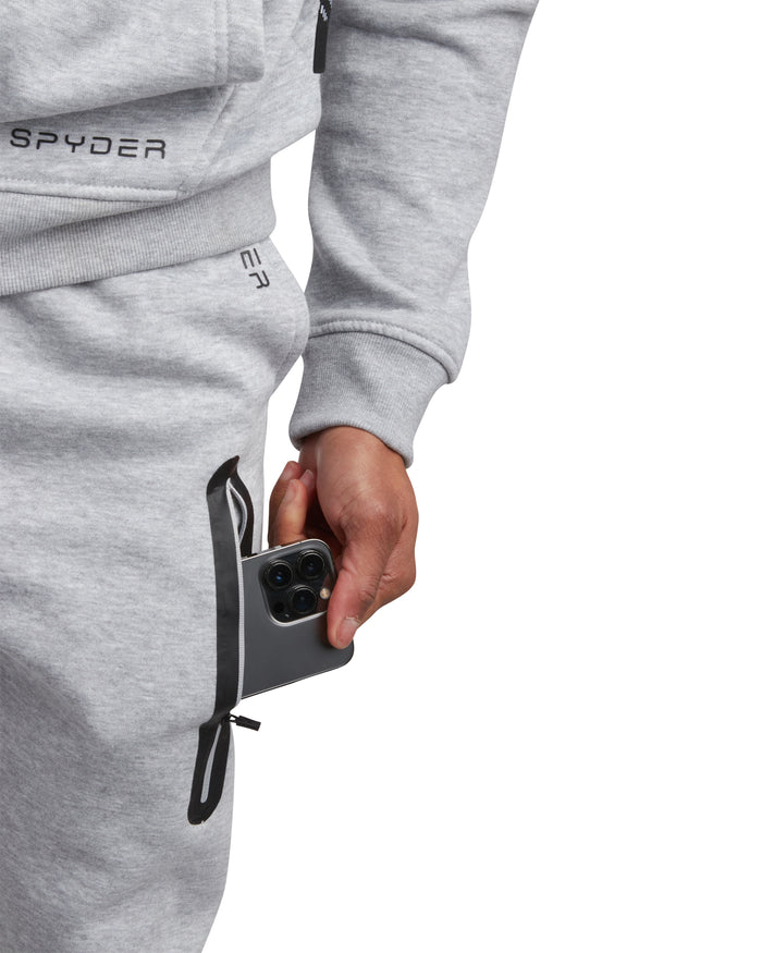 Mens Fleece Full Zip Jogger Set - Heather Grey