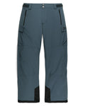 Blue snow pants with black accents on a white background
