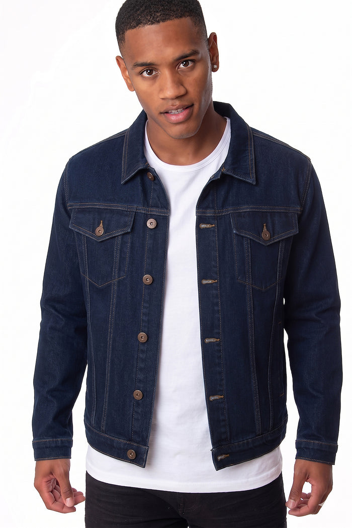 Men's Slim-fit Denim Jacket with Branded Buttons