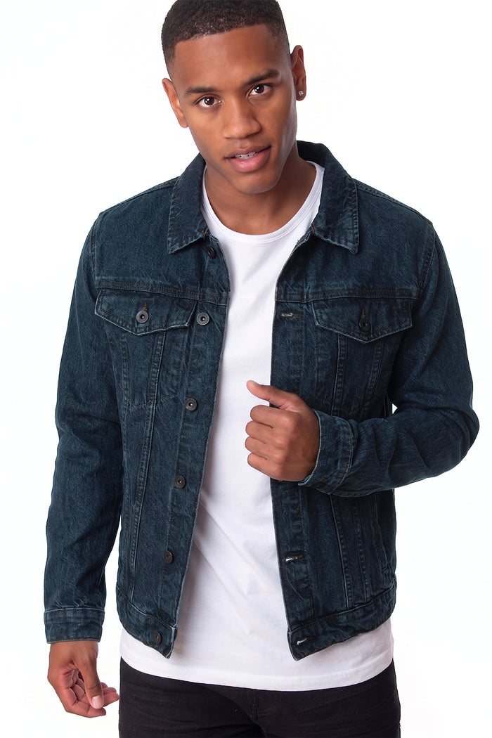 Men's Slim-fit Denim Jacket with Branded Buttons