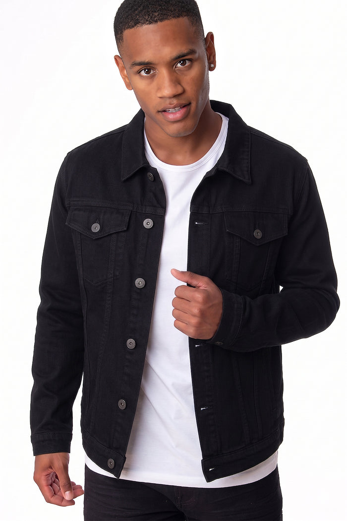 Men's Slim-fit Denim Jacket with Branded Buttons