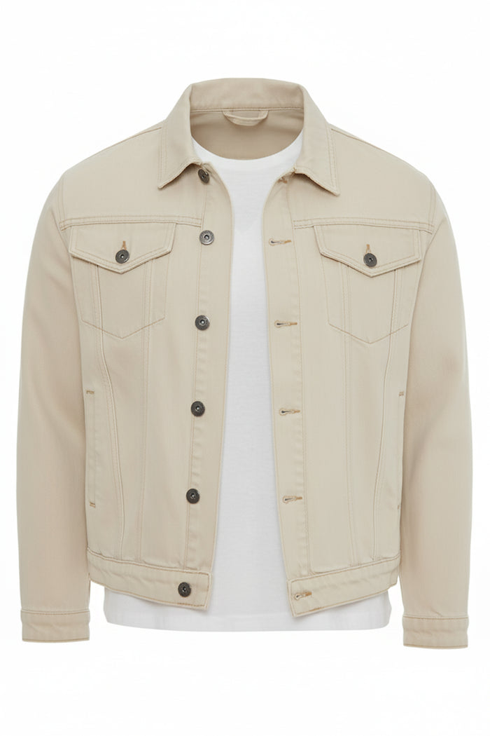 Men's Slim-fit Denim Jacket with Branded Buttons