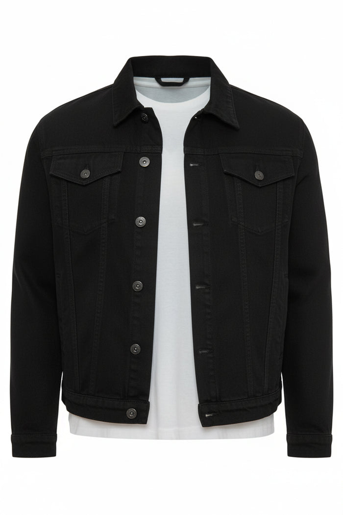 Men's Slim-fit Denim Jacket with Branded Buttons