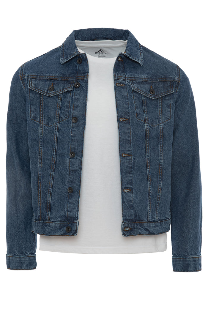 Men's Slim-fit Denim Jacket with Branded Buttons