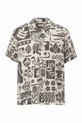 Men's Tropical Tile Print Viscose Revere Shirt