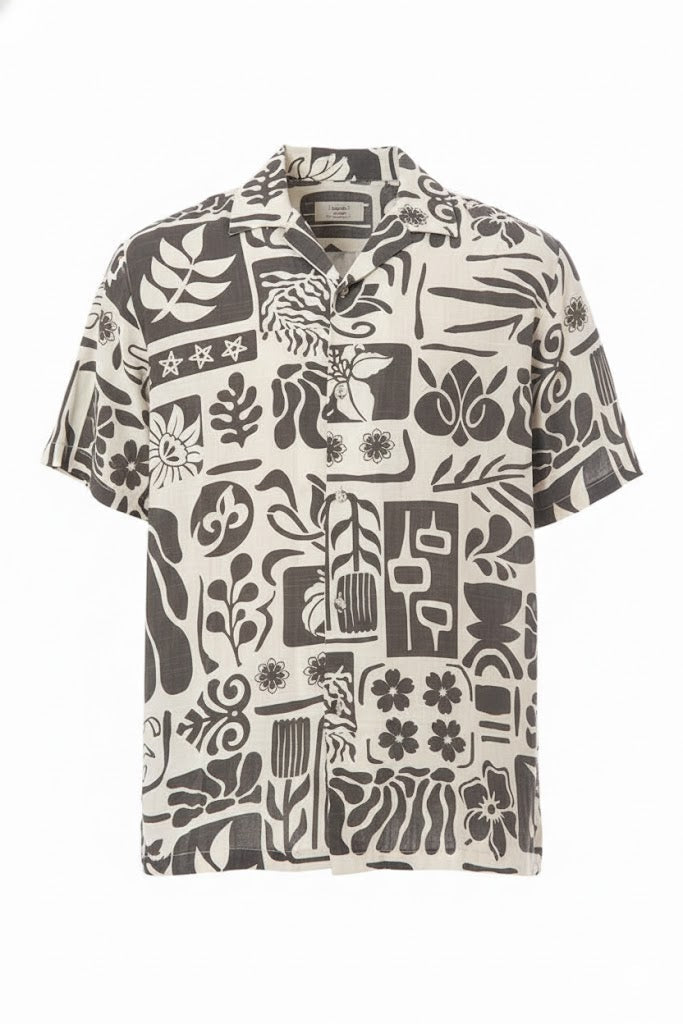 Men's Tropical Tile Print Viscose Revere Shirt