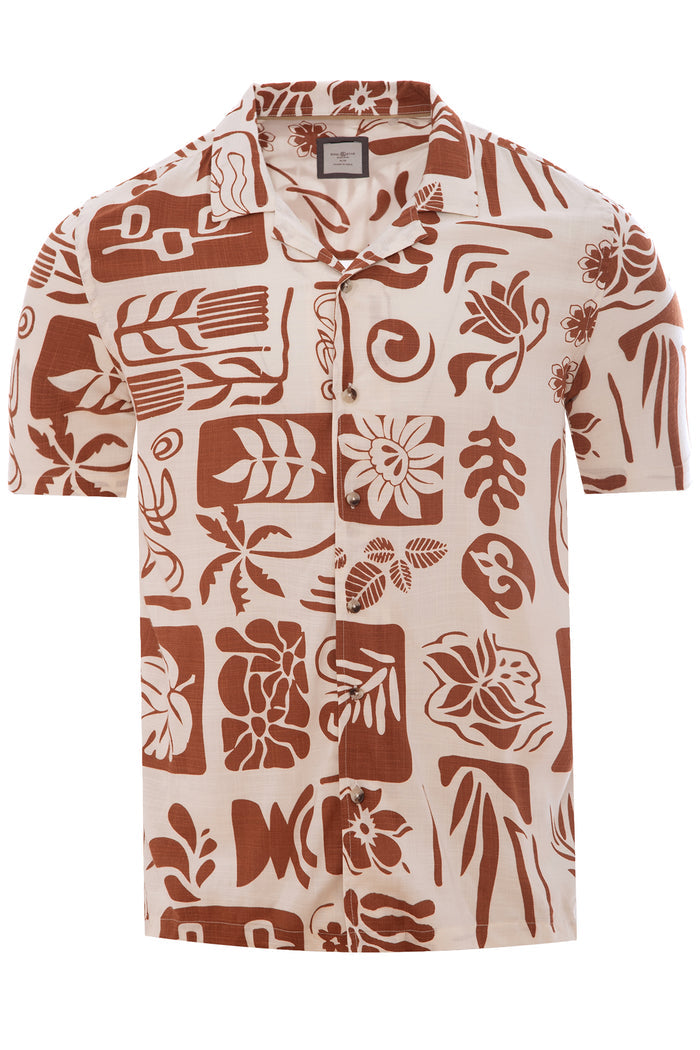 Men's Tropical Tile Print Viscose Revere Shirt