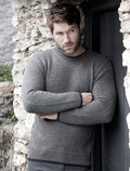 Merino Textured Crew Neck Sweater - Steel #color_steel-marl
