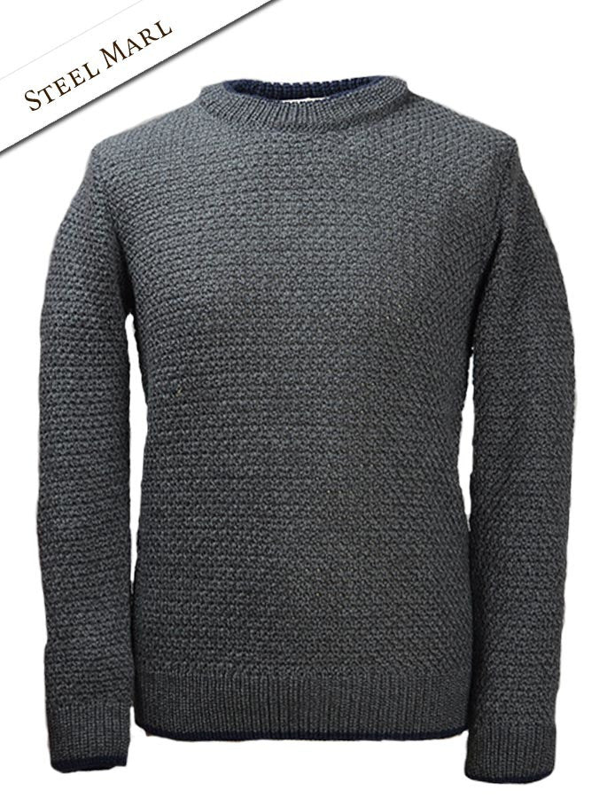 Merino Textured Crew Neck Sweater - Steel Marl #color_steel-marl
