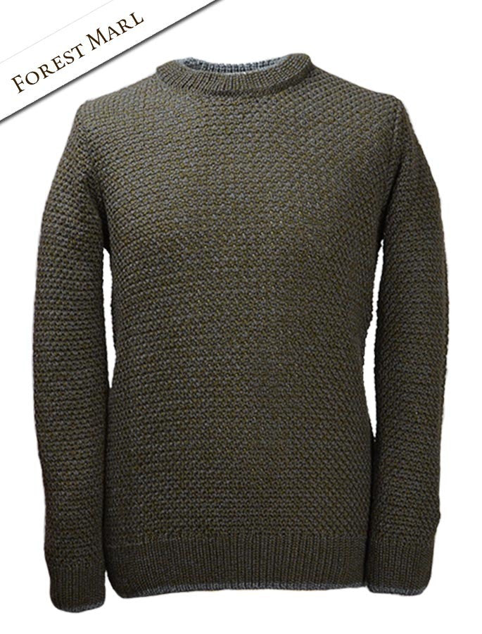 Merino Textured Crew Neck Sweater - Forest Marl #color_forest-marl