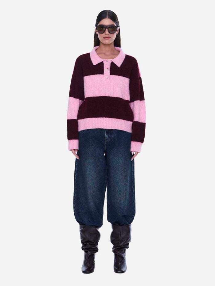Mikaela Knit Sweater - Cherry Stripe