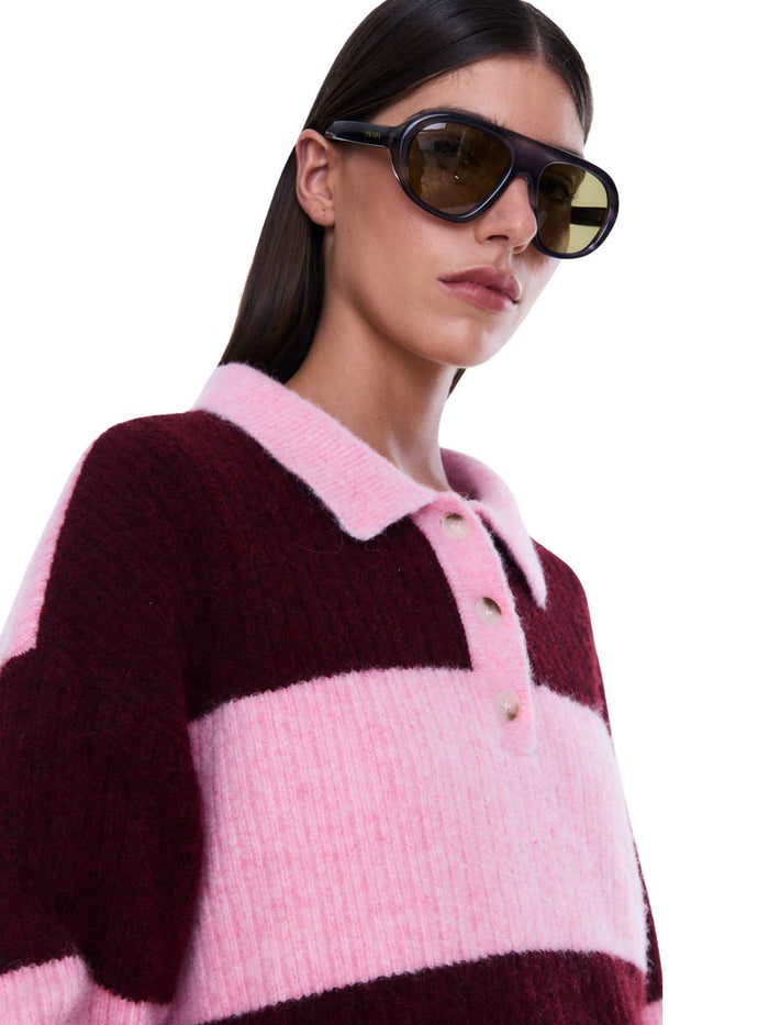 Mikaela Knit Sweater - Cherry Stripe