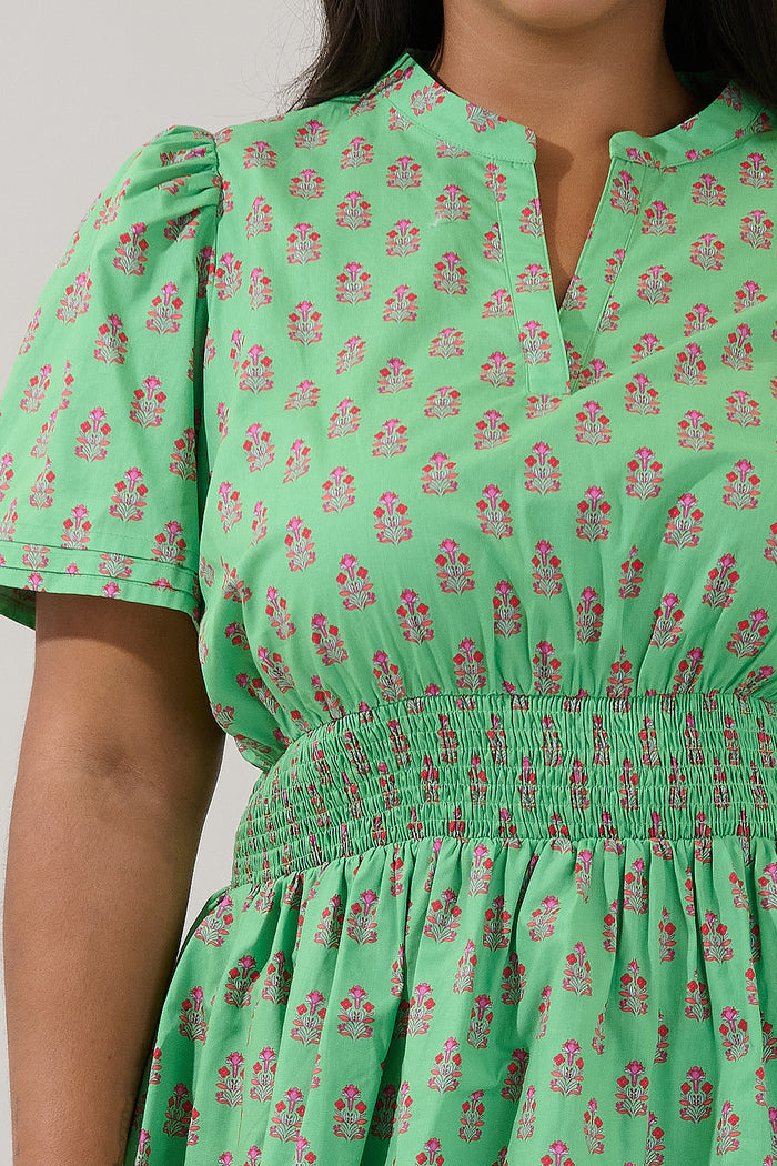 Milen Smocked Peplum Top Raidy Floral Curve