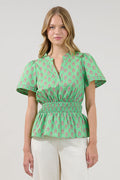 Milen Smocked Peplum Top Raidy Floral