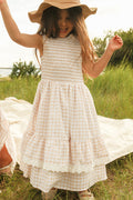 Mini Presley Sleeveless Dress in Cream Gingham