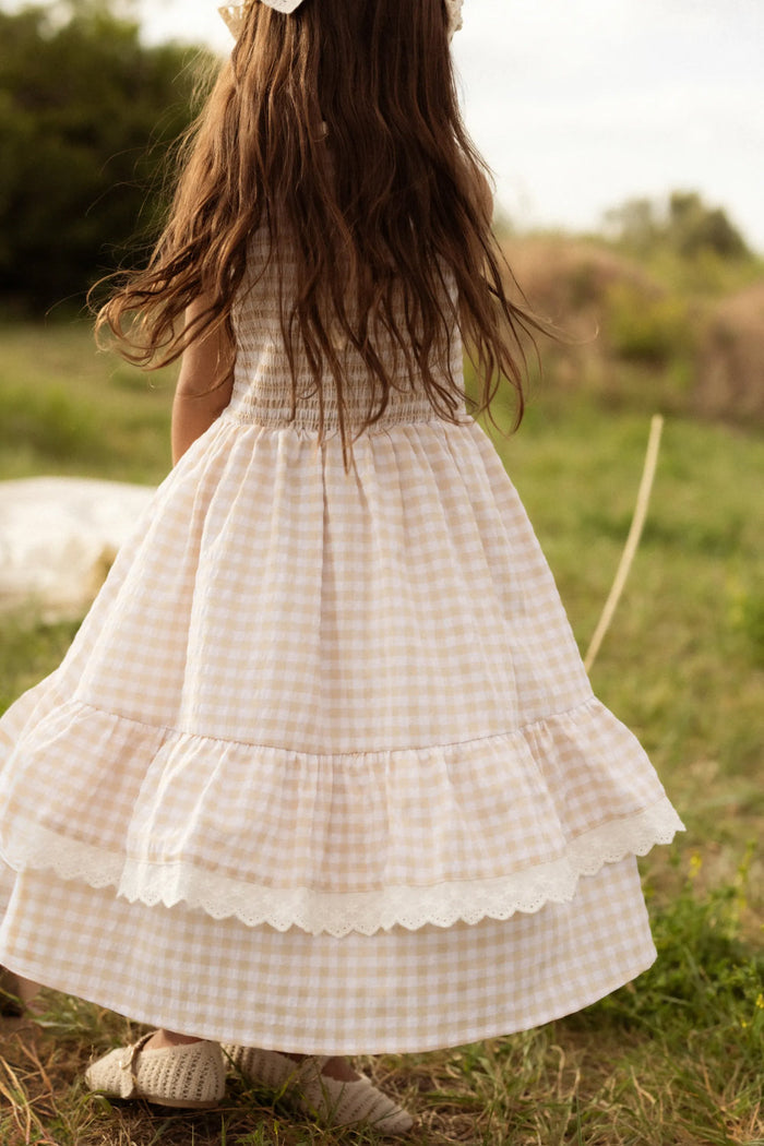 Mini Presley Sleeveless Dress in Cream Gingham-2
