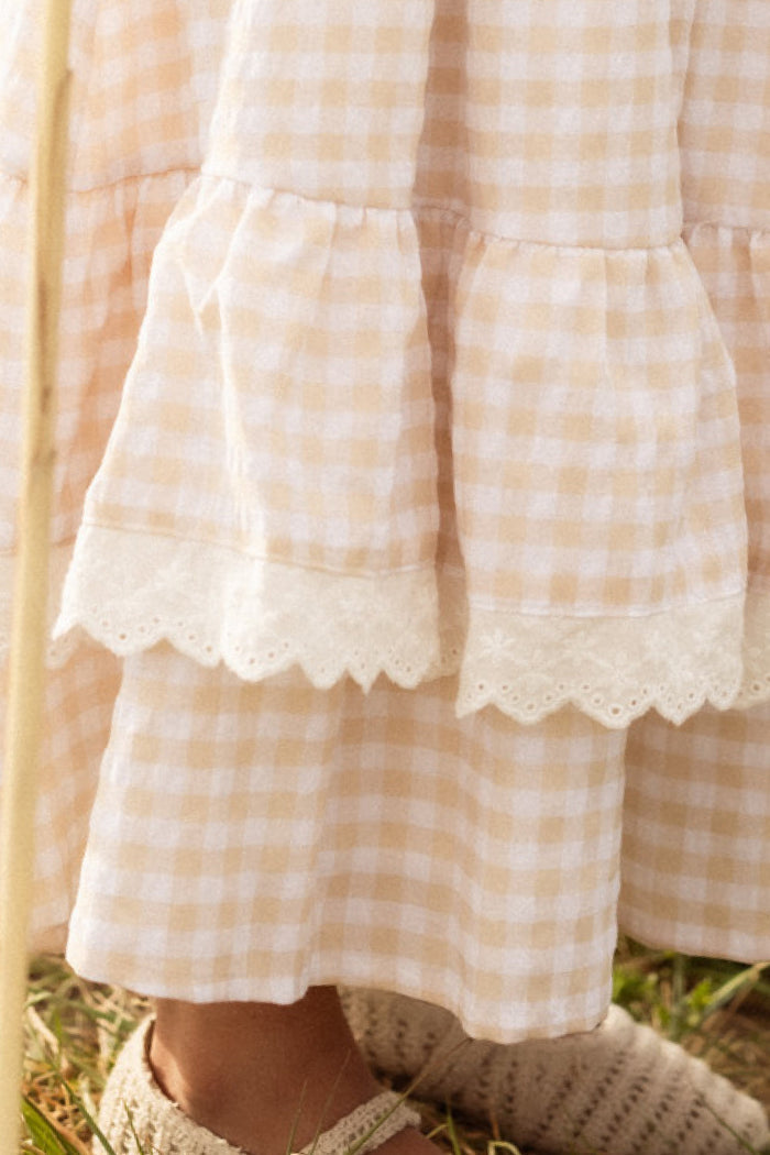 Mini Presley Sleeveless Dress in Cream Gingham-4