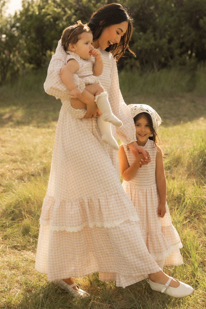 Mini Presley Sleeveless Dress in Cream Gingham-7