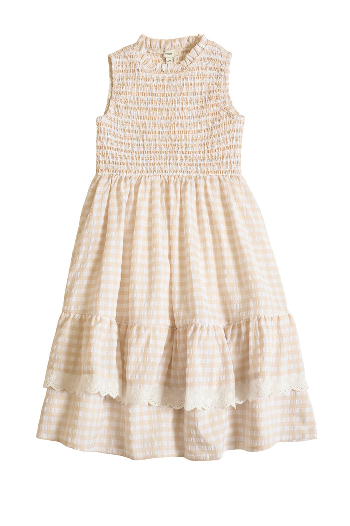 Mini Presley Sleeveless Dress in Cream Gingham-8