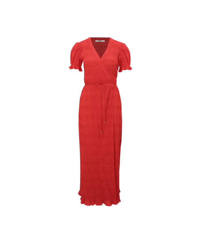 MIRELLA SHORT SLEEVE WRAP DRESS CHILLI