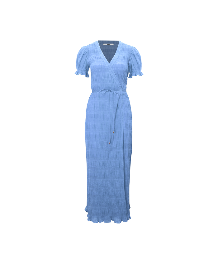 MIRELLA SHORT SLEEVE WRAP DRESS CORNFLOWER