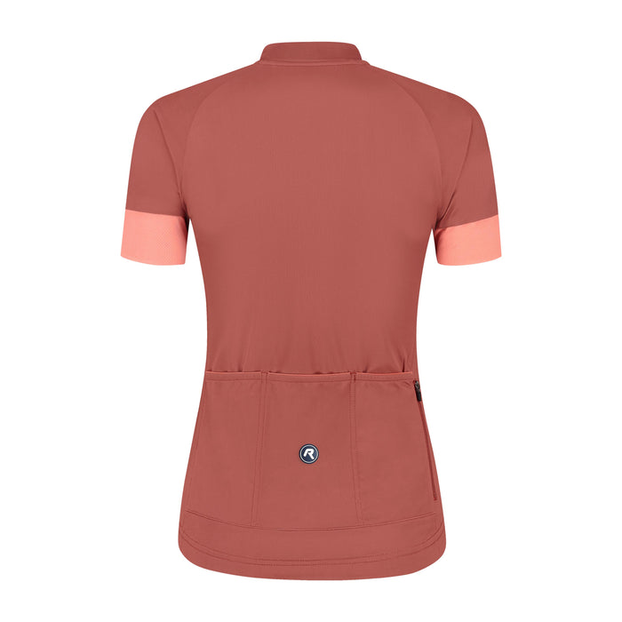Rogelli Modesta fietsshirt dames koraal korte mouw achterkant.
