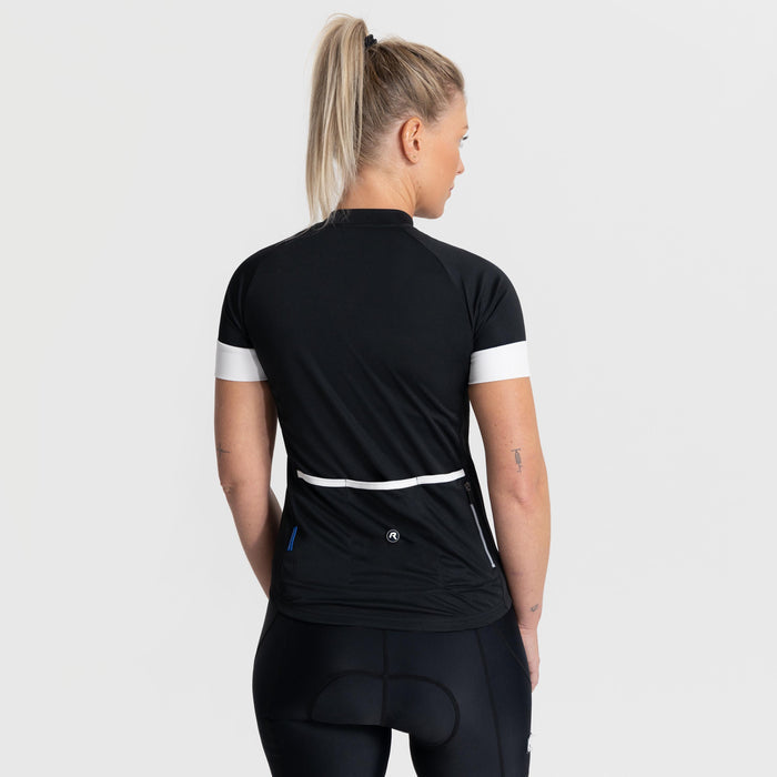 Rogelli Modesta fietsshirt dames zwart korte mouw gedragen achterkant.