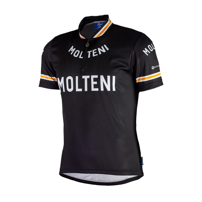 Rogelli Molteni fietsshirt heren zwart korte mouw voorkant.