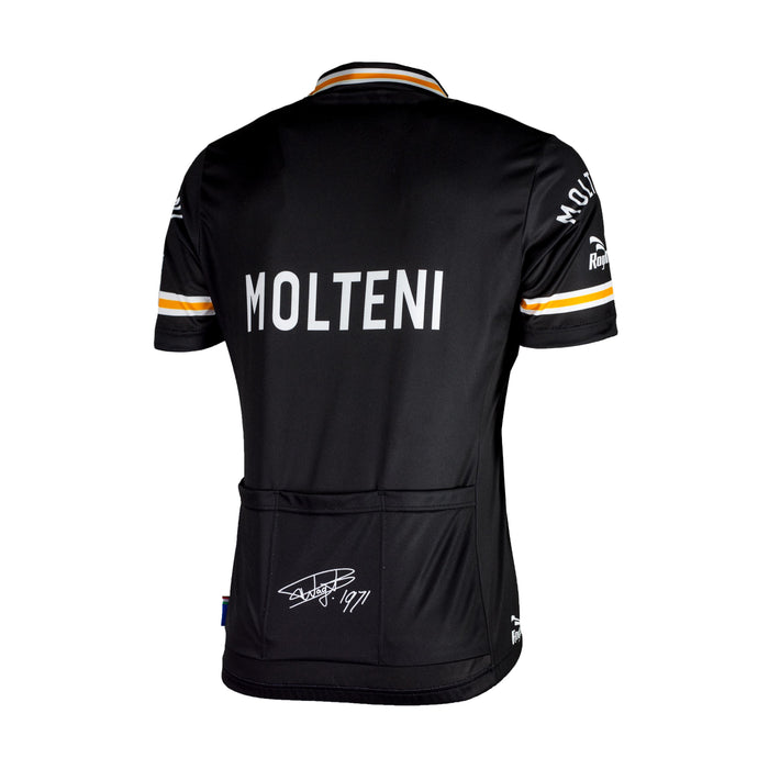 Rogelli Molteni fietsshirt heren zwart korte mouw achterkant.