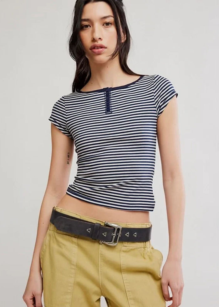 Morning Pages Henley - Navy Combo