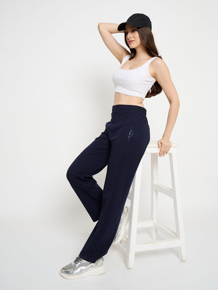 mSECRET Cotton Blend Navy Blue Straight Track Bottoms