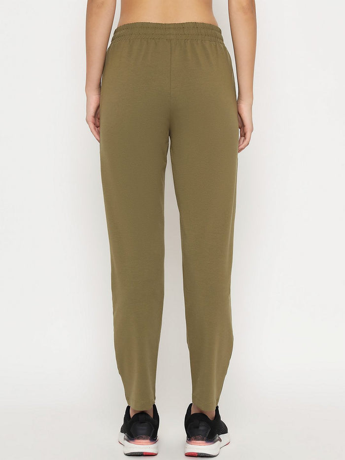 mSECRET Pleated Olive Green Straight Track Bottoms